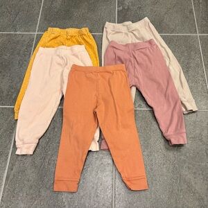 5 pairs Cloud Island cotton baby/toddler pants, 18mo. Pink, orange, yellow, tan